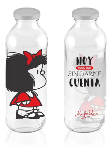Botella Mafalda Perfil De Vidrio