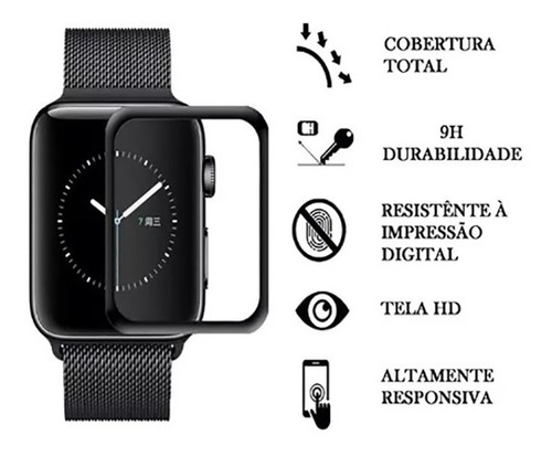 Kit 2 Películas App Watch Borda Preta 38/40/42/44mm E078