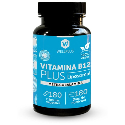 Imagen 1 de 2 de Vitamina B12 Liposomal (metilcobalamina) - Wellplus (180cap)
