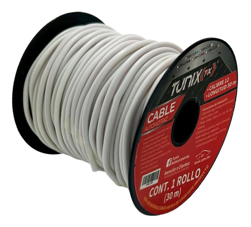 Rollo 30 Metros Cable Audio Automotriz Calibre 12 Colores