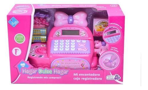 Caja Registradora Calculadora Y Acces De Belleza Duende Azul Color Rosa