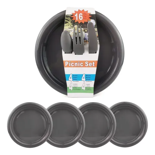 comprar Platos De Plástico De 16 Piezas, Platos De Vajilla Ultradura
