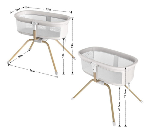 Bassinet Angelbliss 3 In 1 Rocking & Bedside Sleeper White