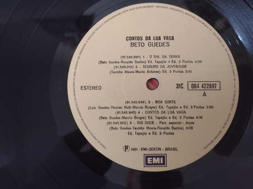Lp Beto Guedes Contos Da Lua Vaga Encarte P Novo (Usado)