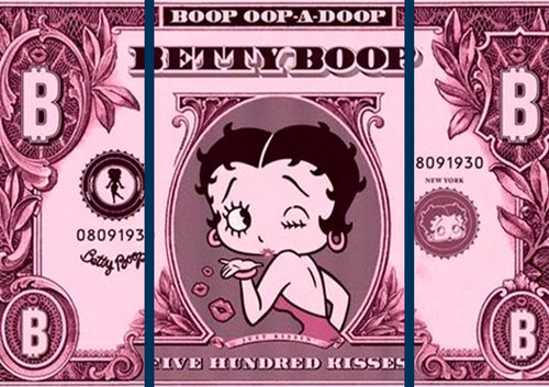 Cuadro Decorativo Betty Boop Caricatura Billete En 3 Piezas 