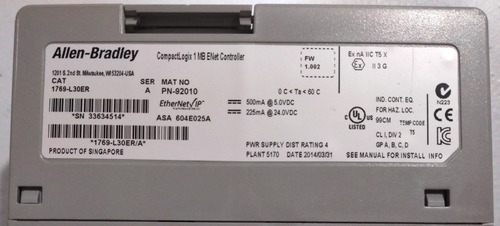 Plc Compactlogix 1769-l30er Seminuevo Allen Bradley (Usado)