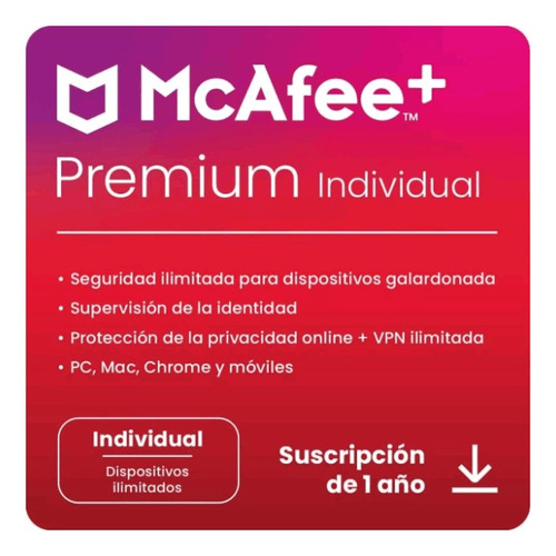 Mcafee+ Premium Individual Dispositivos Ilimitados  1 Año