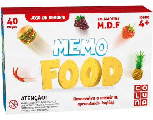 Jogo Da Memoria Memofood 40 Pecas Em Madeira - Coluna