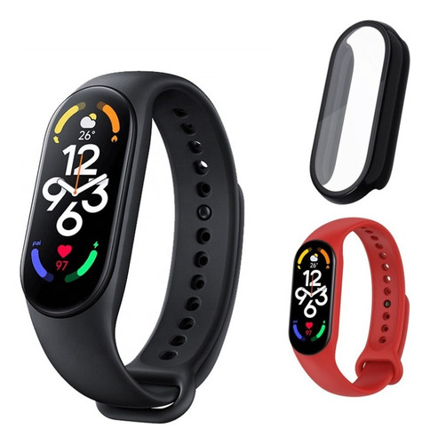 X Mi Band 7 + Pulsera De Repuesto + Funda Negra