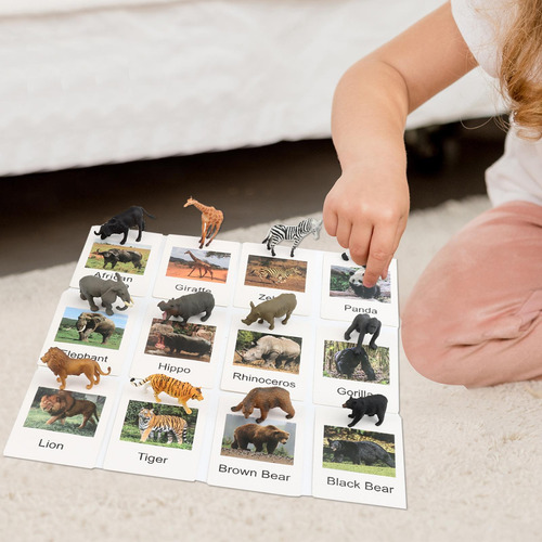 12 Piezas Mini Figuras De Animales Con Animales Salvajes