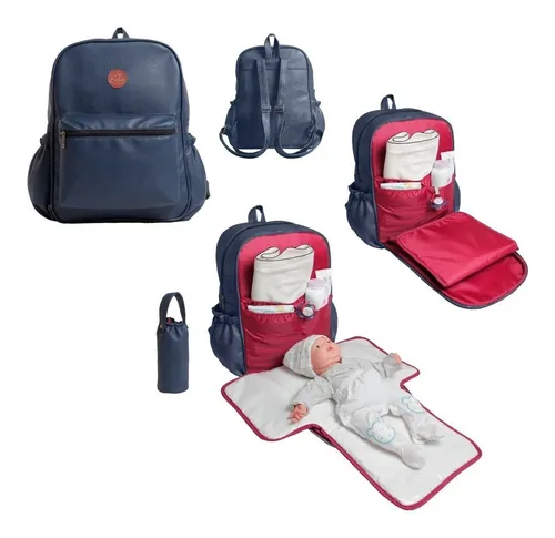 Mochila Bolso Maternal Cambiador Bebe Pañalero Porta Mamadera Térmico  Ecocuero – Tribilin