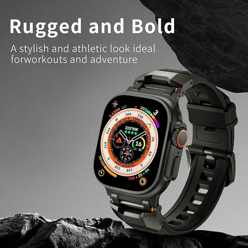 Vapho Correa Deportiva De Lujo Para Apple Watch A11 Negro 42/44/45/46/49 Mm