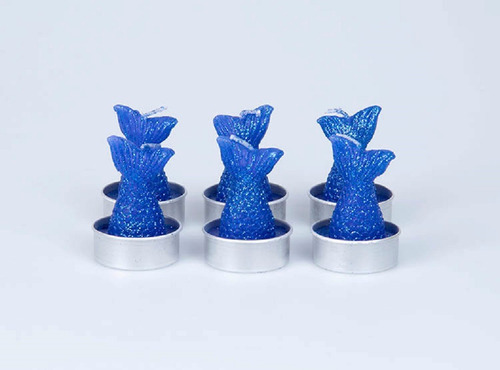 Set X6 Velas Cola Sirena Azul