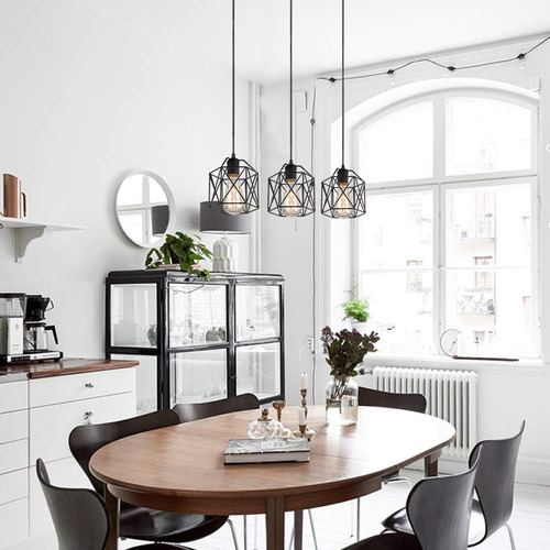 Kivs Toledo Lámpara De Techo Colgante Industrial Iluminación Triple Luz E27 Para Living Comedor Habitacion Oficinas Restaurantes