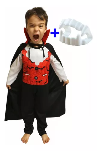 Fantasia Drácula Infantil Vampirinho Com Capa Para Halloween