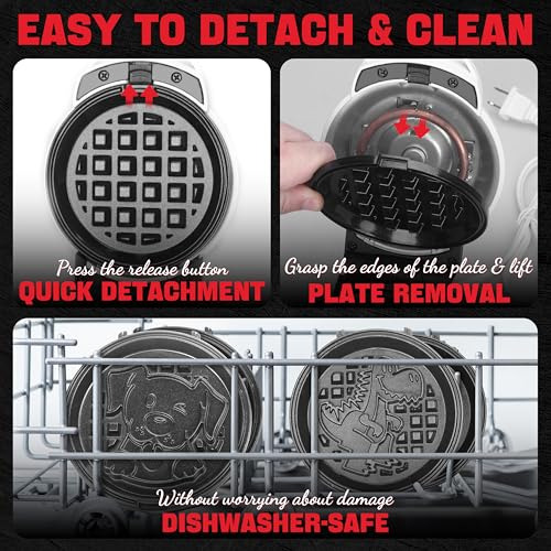 Mini Waffle Maker 6 En 1 Con Placas Removibles, Mini Waffle
