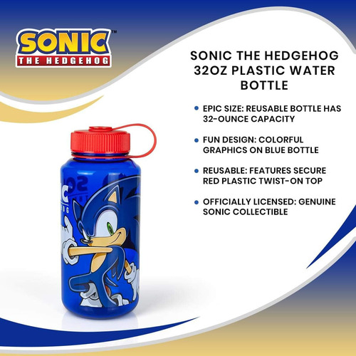 Just Funky Sonic The Hedgehog Botella De Agua De Plástico '