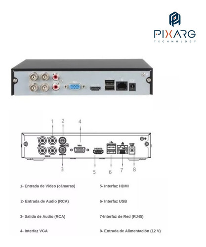 Imagen 3 de 9 de Dvr 4 Canales Dahua Full Hd Lite P2p Camaras Seguridad Audio