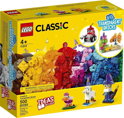 Lego Classic  Blocos Transparentes Criativos 500 Peças