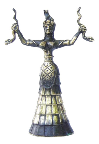 Estatuilla De Latón Macizo De La Diosa Serpiente Arte Minoic