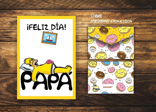 Kit Imprimible Tarjeta Y Sobre Los Simpson Feliz Dia Papá 1