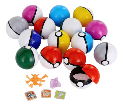 5 Pokebola De Colores Sorpresas En Cada Esfera 2 Muñecos