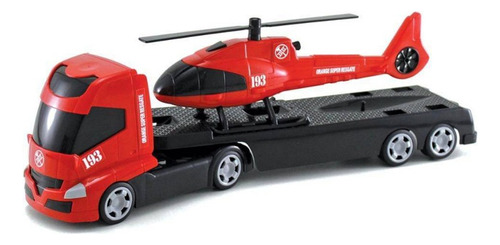Caminhão Para Transportar Helicóptero De Resgate Orange Toys