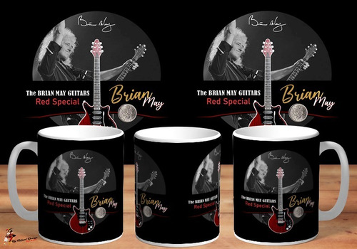 Taza De Ceramica Brian May Queen Red Special Hd Art