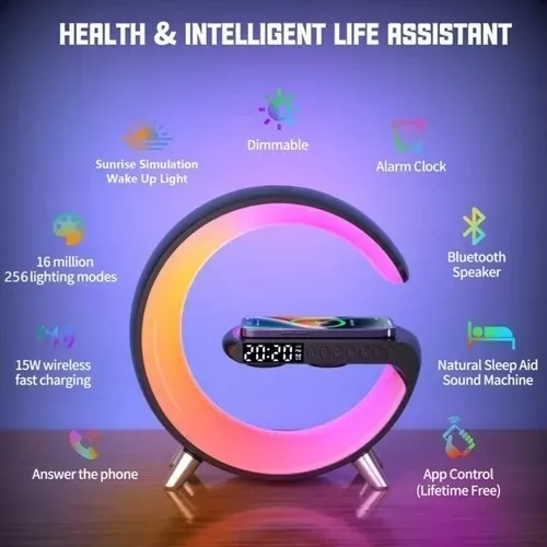 Reloj Despertador Con Luz Nocturna Rgb Con Cargador Inalámbr