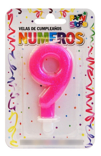 Vela Numero Con Brillo Rosa Para Torta 0 Al 9 Cumpleaños 