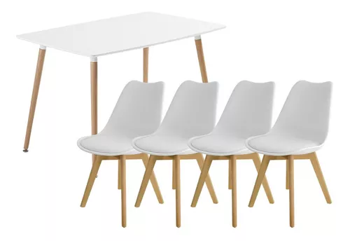 Juego De Comedor Mesa 120cm + 4 Sillas Eames