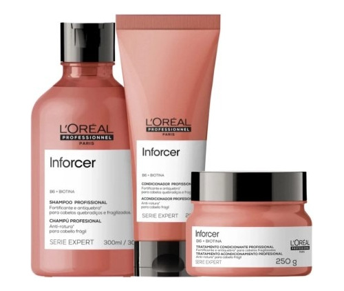 Kit Loreal Inforcer Shampoo 300ml + Cond 200ml + Más 250g