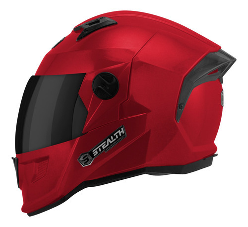 Capacete Motociclista Stealth Solid Brilhante Viseira Fumê Cor Vermelho Pimenta Tamanho Do Capacete 62