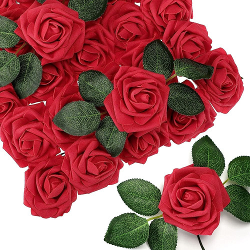 150 Piezas Rosas Rojas Artificiales A Granel Rosas Falsas Fl