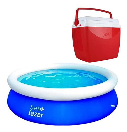 Piscina Inflável Pvc 2500l Bel + Caixa Térmica 18l Vermelha