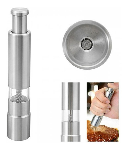 Molinillo Pimentero Salero Acero Inoxidable Boton Y Piston