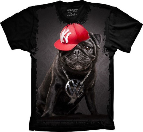 Camiseta Frete Grátis Plus Size Cachorro Pug Rapper Animais