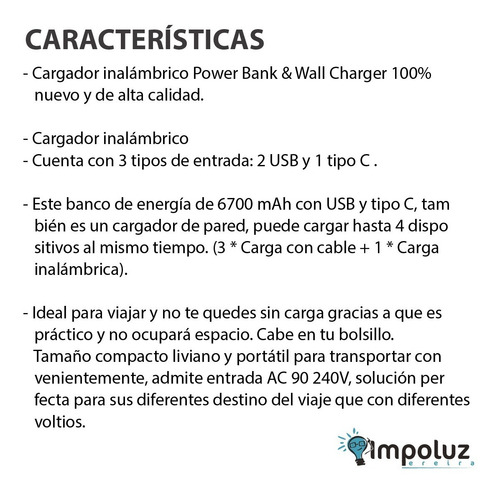 Imagen 5 de 9 de Cargadores Portatiles Para Celulares Carga Rapida 10.000 Mah