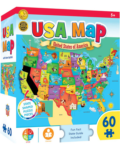 Rompecabezas Masterpieces Usa Map State En Forma De 60 Pieza
