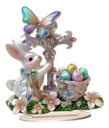 Letrero De Mesa Con Escena De Huevo Y De Pascua