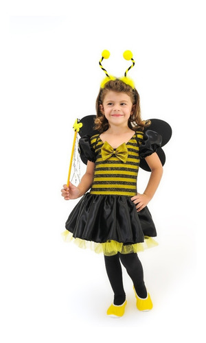 Vestido Fantasia Infantil Abelhinha Menina Top Luxo