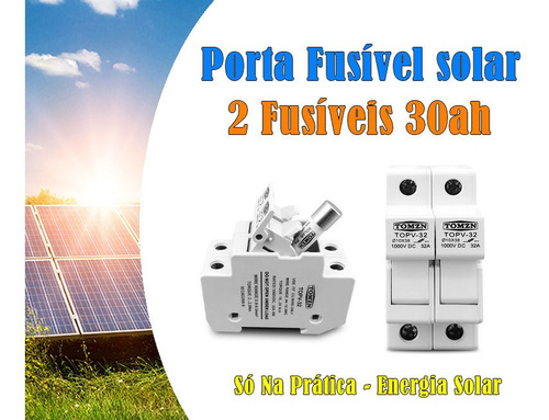 Imagem 1 de 2 de Porta Fusível Dc Bipolar Fusíveis Para Painel 1000v