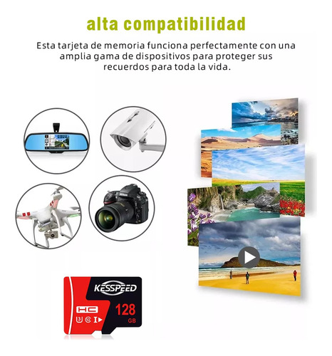 Tarjeta De Memoria Sd Card 128gb Kesspeed Tarjeta Tf Card Memoria Sd Con Adaptador Memoria Sd 128gb 4k U3 High Speed Memory Memorias Para Cámara Computadora Accesorio para celulares