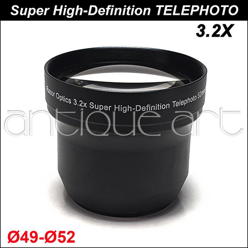 A64 Lente Telephoto 3.2x Ø 49mm Conversor Lens 52mm Hd