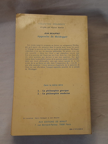 Imagen 4 de 8 de Dialogue Avec Heidegger 3 Tomos Jean Beaufret Les Minuit