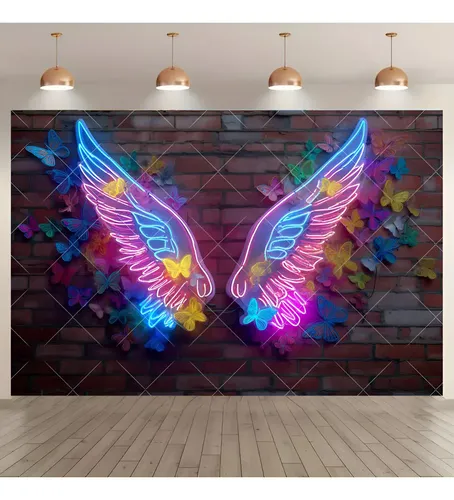 Asas De Anjo De Néon De 200 X 300 Cm Para Batismo Individual