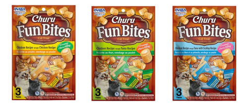 Pack X3 Churu Fun Bites Gato Sabor Pollo Atún Y Ostión Inaba