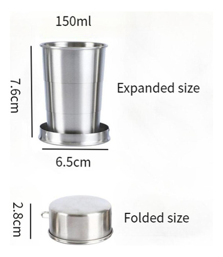 Taza Plegable Con Llavero Plegable Retráctil Para 150ml