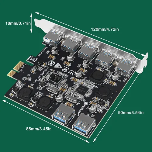 7-puertos Superspeed 5gbps Pcie Usb 3.0 Tarjeta De Expans...