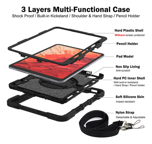 Funda Uso Rudo Para iPad Pro 11 Pulgadas 2024 A2837/a2836